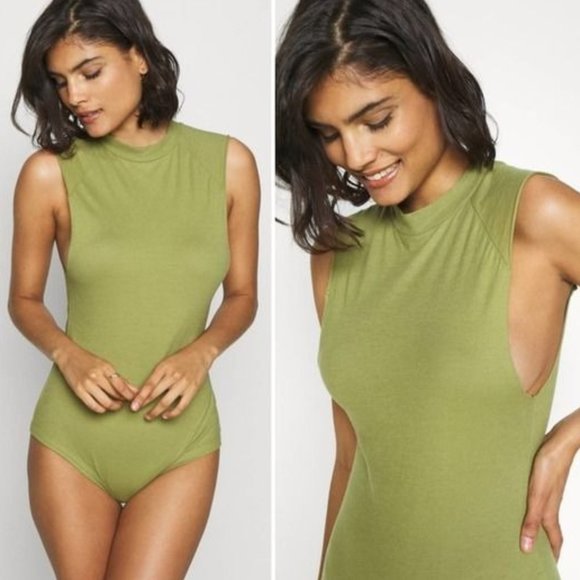 FREE PEOPLE Muscle Beach Bodysuit - Green - Medium - Picture 1 of 3